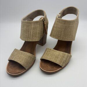 Toms Tan Gold Shimmer Fabric Sandals Sz 8.5
